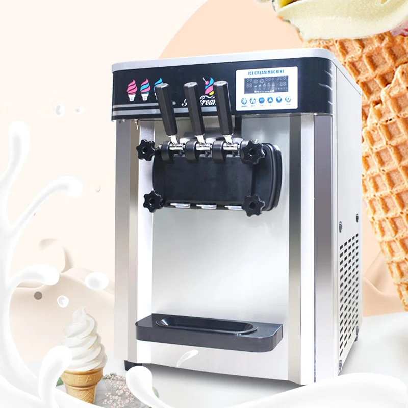 

Soft Ice Cream Machine Commercial 1700W 3 Flavors CE Electric 220V 110V Desktop Sundae Makers