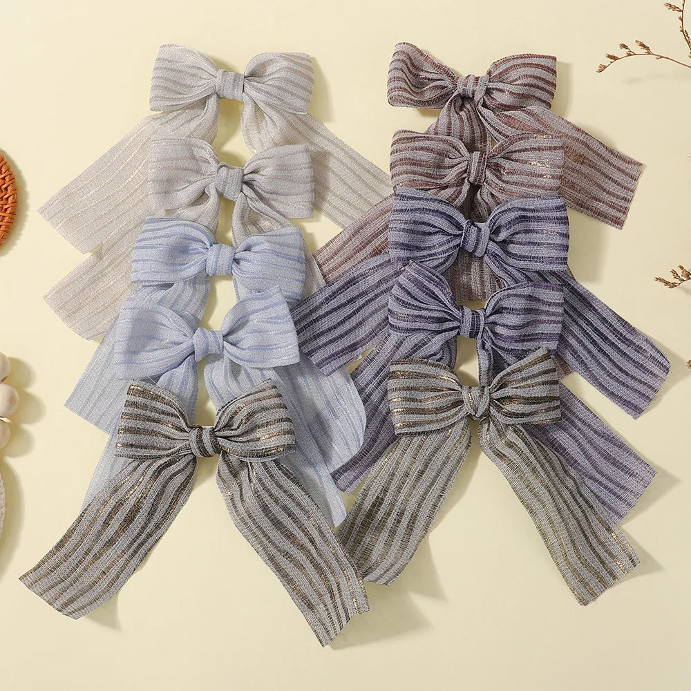 Zufällige Farbe 10 Stücke Retro Einfarbig Bogen Haarband Lange Quaste Haarnadel Süßer Stil Klassische Dekoration Baby Haarschmuck Geschenk