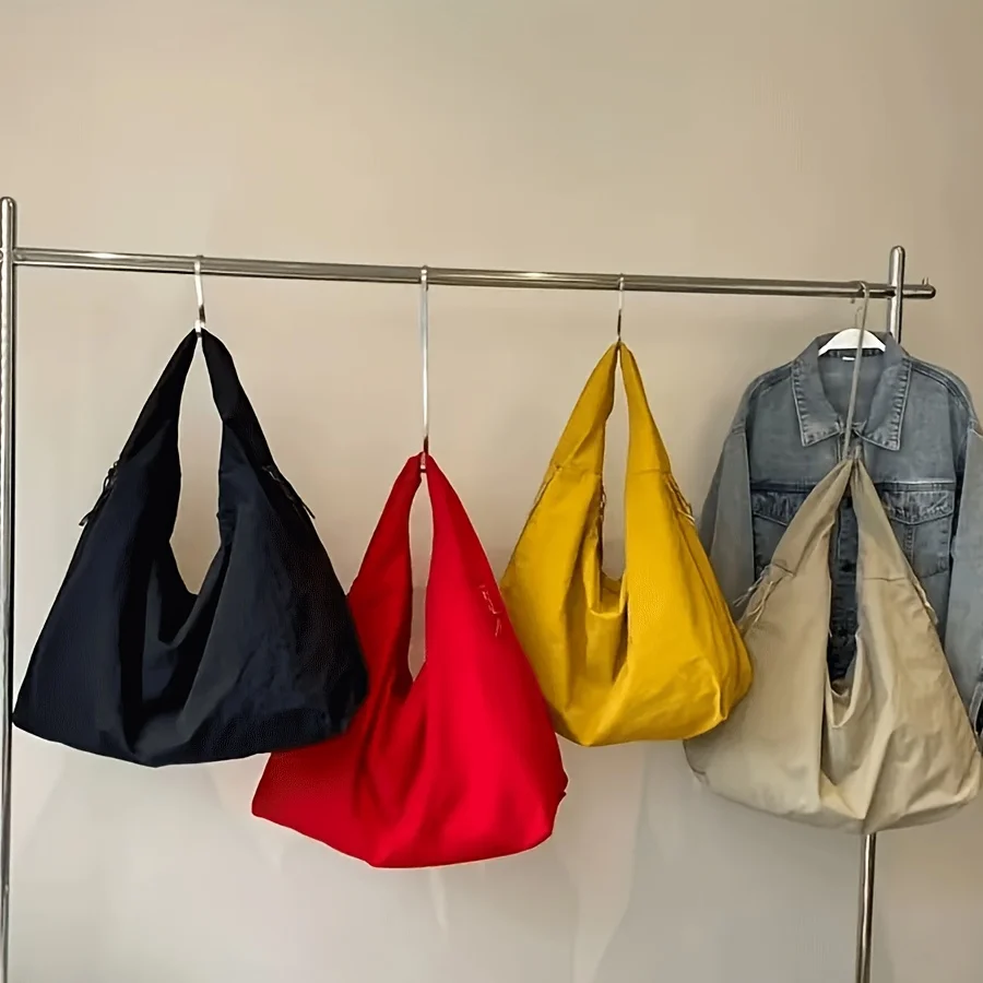 Lässige Nylon-Einkaufstasche für Damen, Handtasche, Umhängetasche mit Reißverschluss, langlebig, leicht zu reinigen, für Pendeln, Arbeit, Reisen, Arbeiten – Detail 12