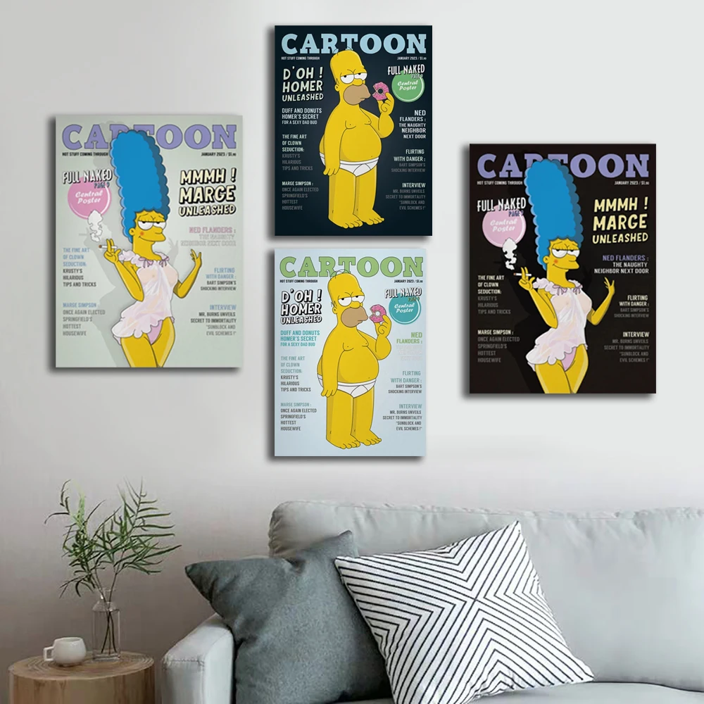 Disney Cartoon Anime Simpson Family Modern Poster Simpson Character Wall Art Canvas Painting Living Room Home Decor Picture Gift