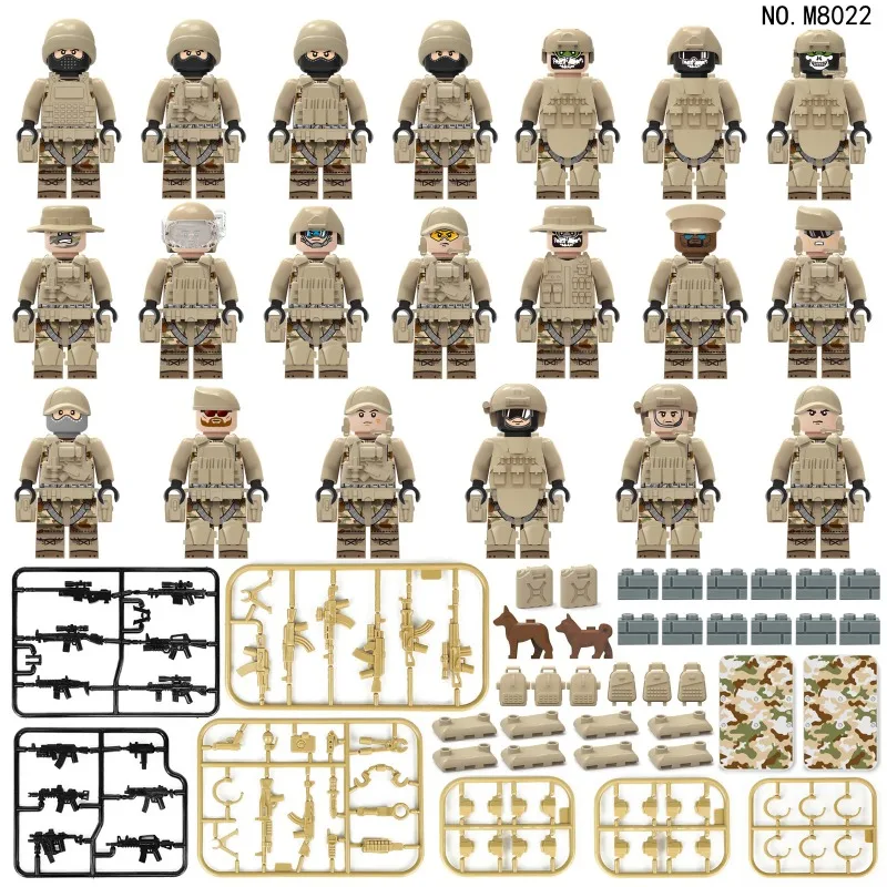 Bausteine der Militärserie, Spezialpolizei, Dschungelspärlinge, handgefertigte Modelle, zusammengebautes Spielzeug, humanoide Puppen, Geburtstagsgeschenke – Detail 10