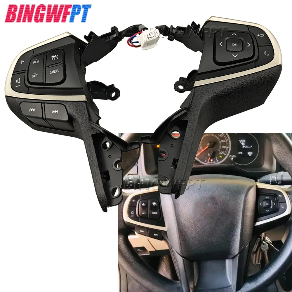 

Car Cruise Control Steering Wheel Buttons Switch for Toyota Hiace 2019-2024 Wth Backlight Button Switch