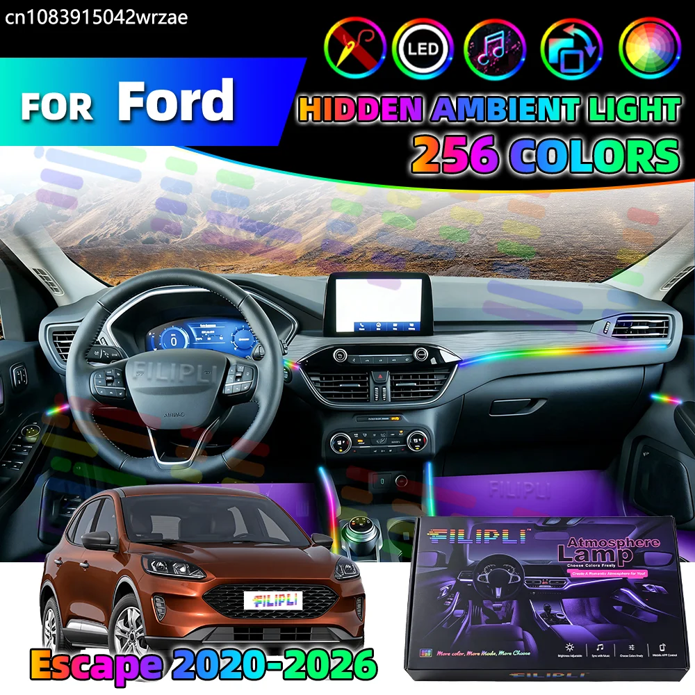 

18 in 1 For Ford Escape 2020-2026 Years Car Interior Ambient Lights Strips Breathing Lighting Kit App Control Auto LED strips