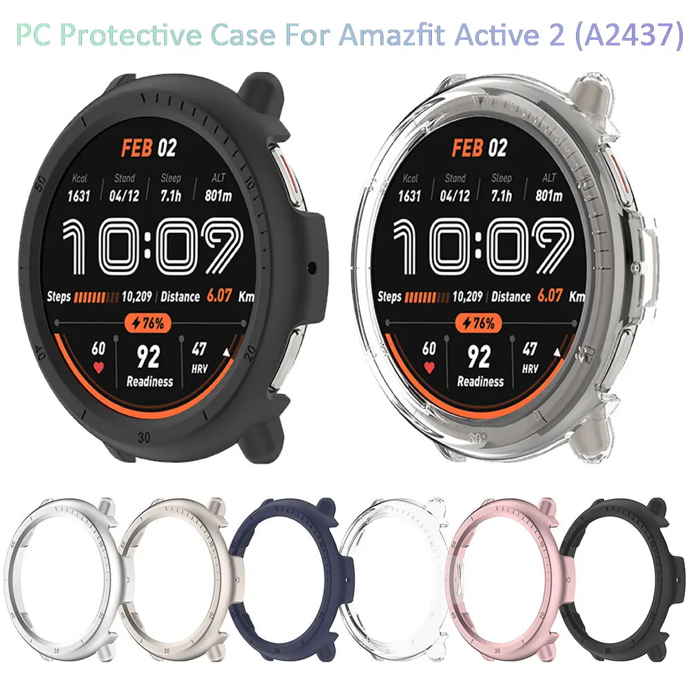 Capa protetora para relógio de PC, para huami amazfit active 2 (a2437), smartwatch, à prova de choque, capa protetora rígida