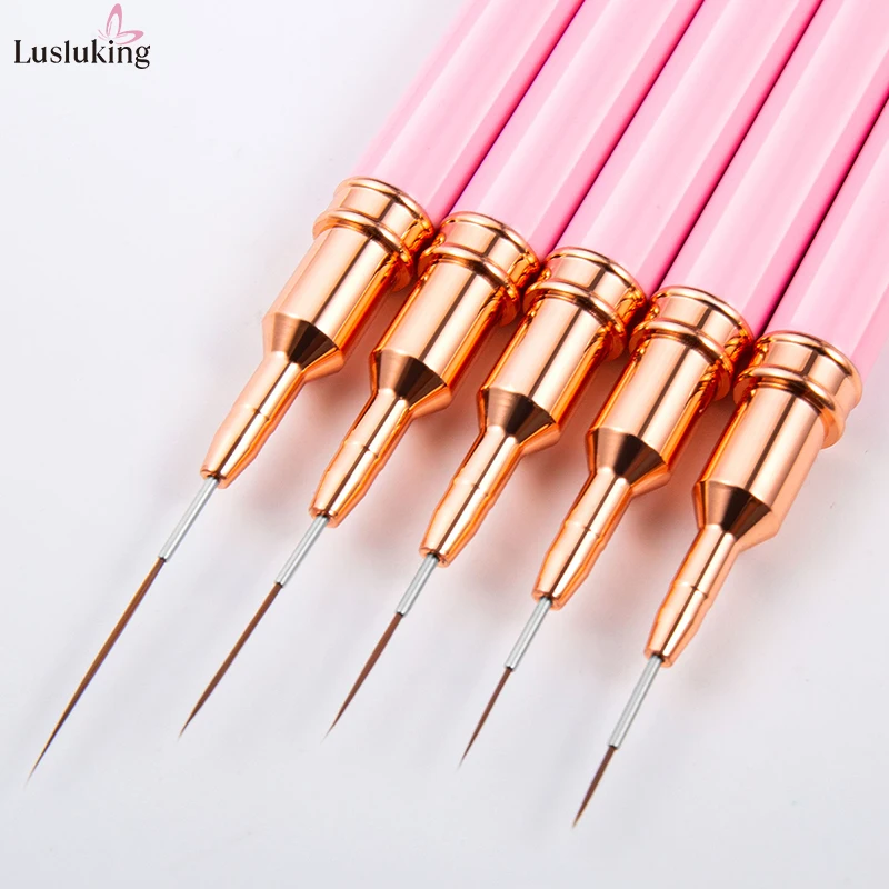 

3/5/6Pcs Nail Art Liner Brushes Set Painting Art Design Pen Set Striping Drawing UV Gel Professional Manicure Tool Metal Handle