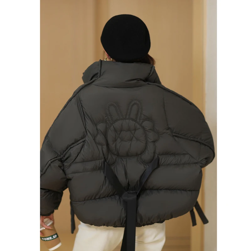 INEKO-Chaqueta de plumón de gran tamaño para mujer, Abrigo acolchado con cordones, parkas de cuello alto, ropa informal, nuevo diseñador, moda de