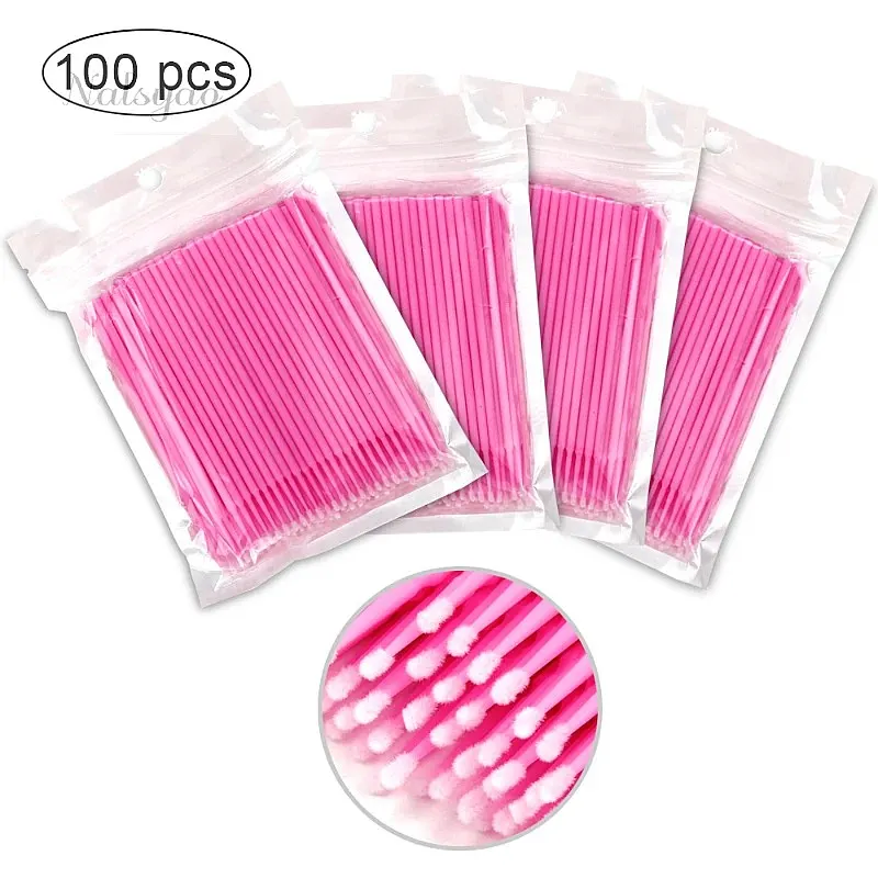 100Pcs Disposable Eyelash Brush Lash Removing Swab Micro Brush for Eyelash Extension Supplies Makeup
