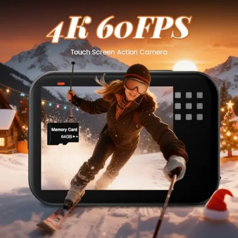 Mini body camera, 2K action camera, with display, waterproof wearable POV camera for outdoor adventures