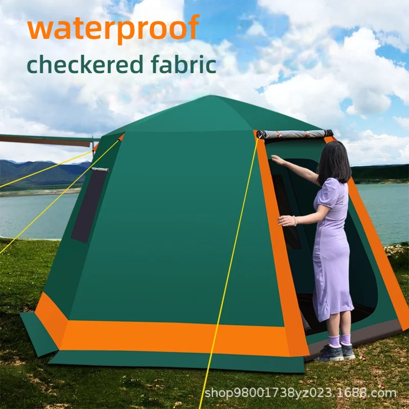 خيمة تخييم أوتوماتيكية محمولة 3-4-5 - 6-8 أشخاص، تخييم عائلي مزدوج مقاوم للمطر #2
