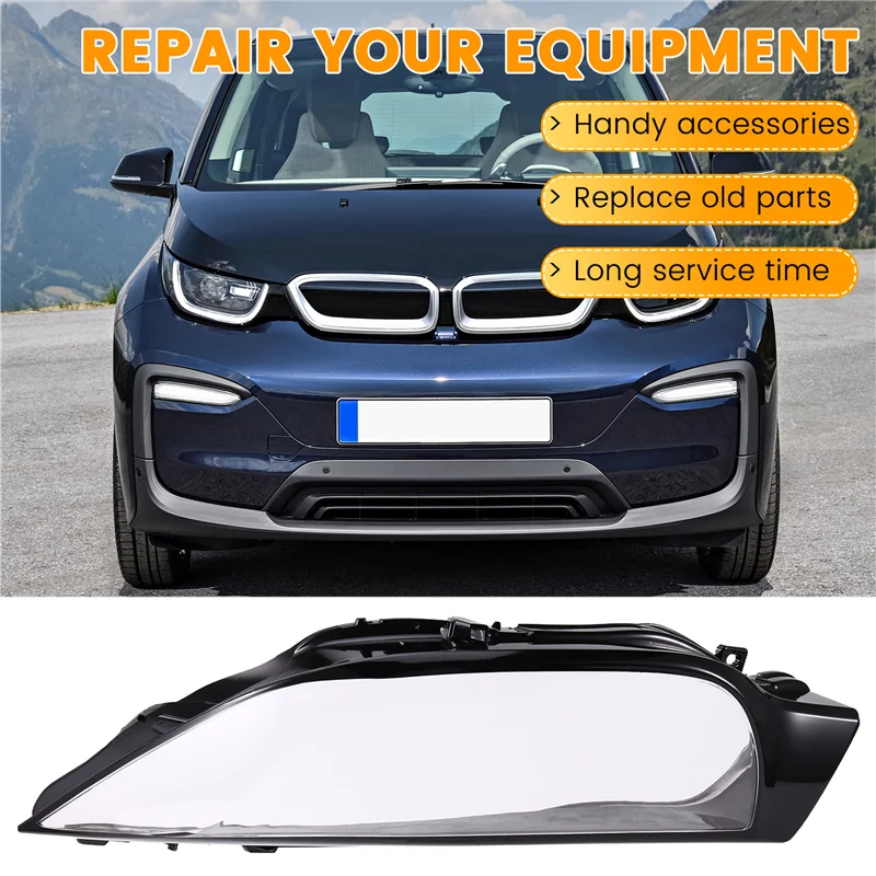 لسيارات BMW I3 2014-2020 كشافات قذيفة استبدال غطاء المصباح الأمامي شفاف غطاء مصباح عدسة عاكس الضوء اليسار