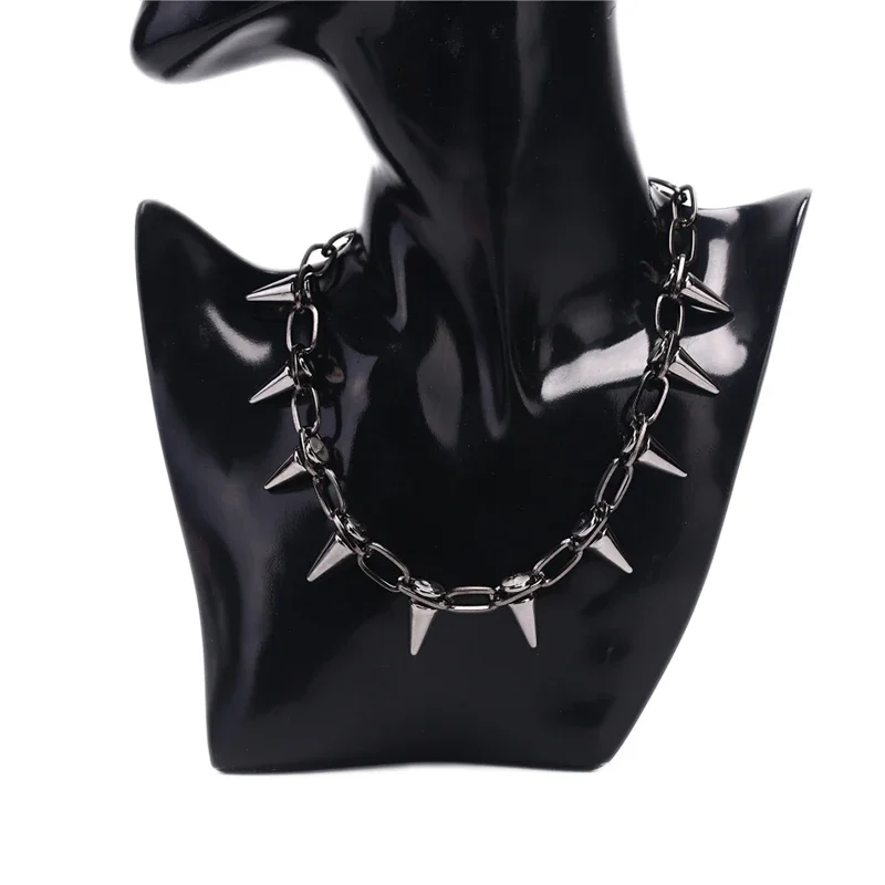 Goth Rock Biker Spike Rivet Collar Necklace Punk Link Chain Choker Jewelry For Women