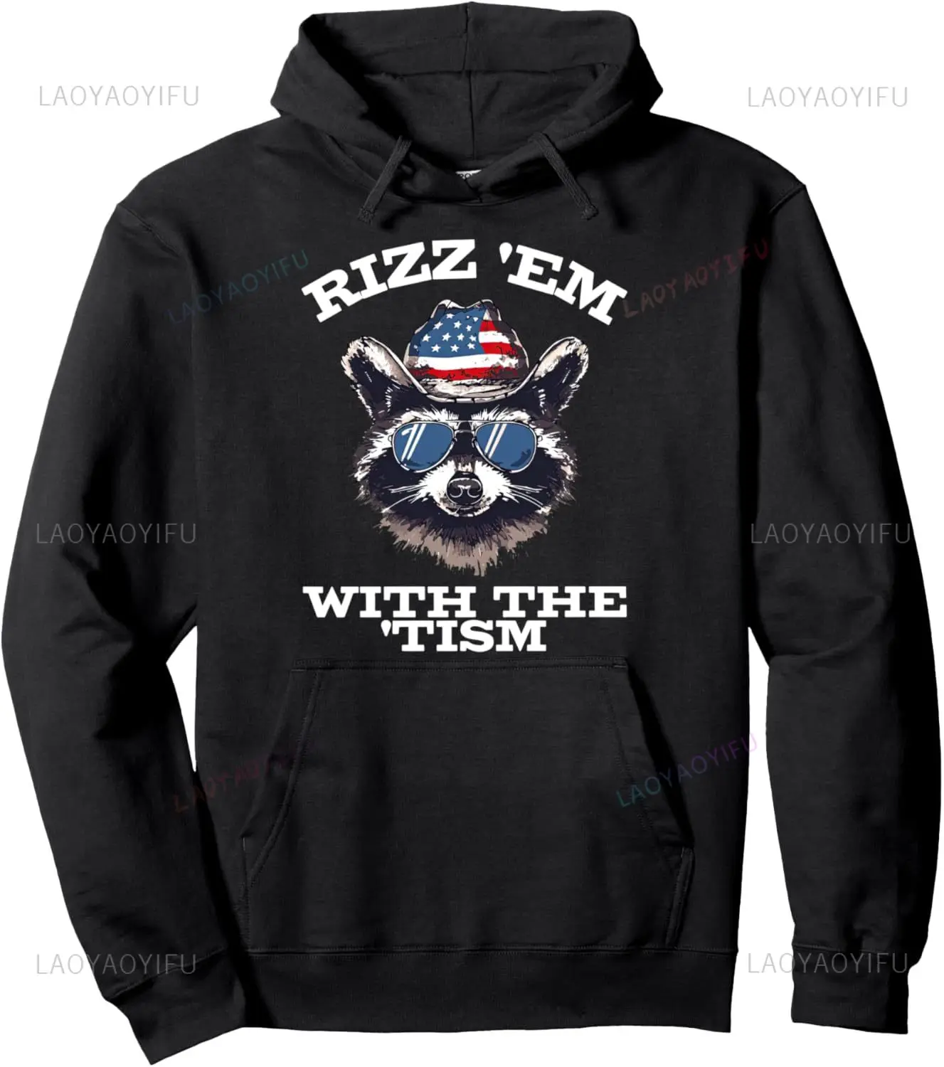 

Толстовка с капюшоном Patriotic Raccoon Meme унисекс для мужчин и женщин — Rizz Em with The Tism 4 июля, уличная одежда с рисунком, пуловер из хлопка, забавный
