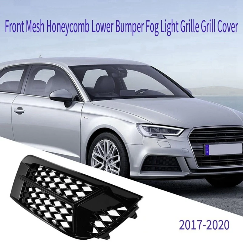 2PCS Honeycomb Fog Light Grille Barbecue Cover Fog Light Cover Front Mesh Honeycomb Car Parts Accessories For  A3 2017-2020