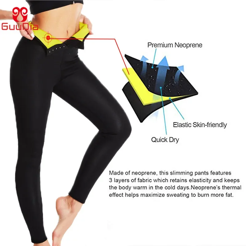 GUUDIA Adjustable Row Buckle Neoprene Hot Thermal Waist Trainer Legging Weight Loss Pants Shaper Thigh Slimmer Sweating Trouser