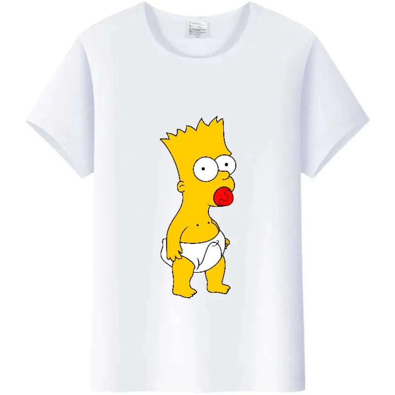 Sports The Simpsons T-shirt Women Tees Shirts Cartoon Men Clothes Fashion Family Blouses Y2K Streetwear White Short Sleeve Tops