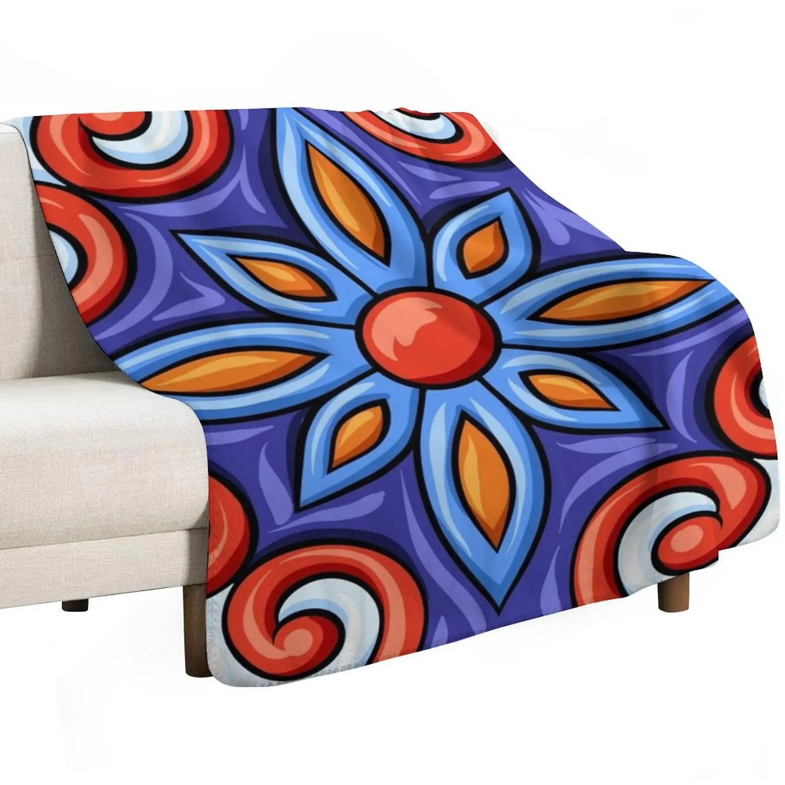 Latino Talavera Ceramic Tile Pattern Throw Blanket Shaggy Bed linens Sleeping Bag Hairy funny gift Blankets