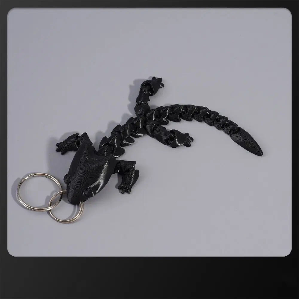 3D Printed Chinese Dragon Keychain Charms Cartoon Adjustable Body Joints Pendant Creative Mini Articulated Dragon Lizard Toy