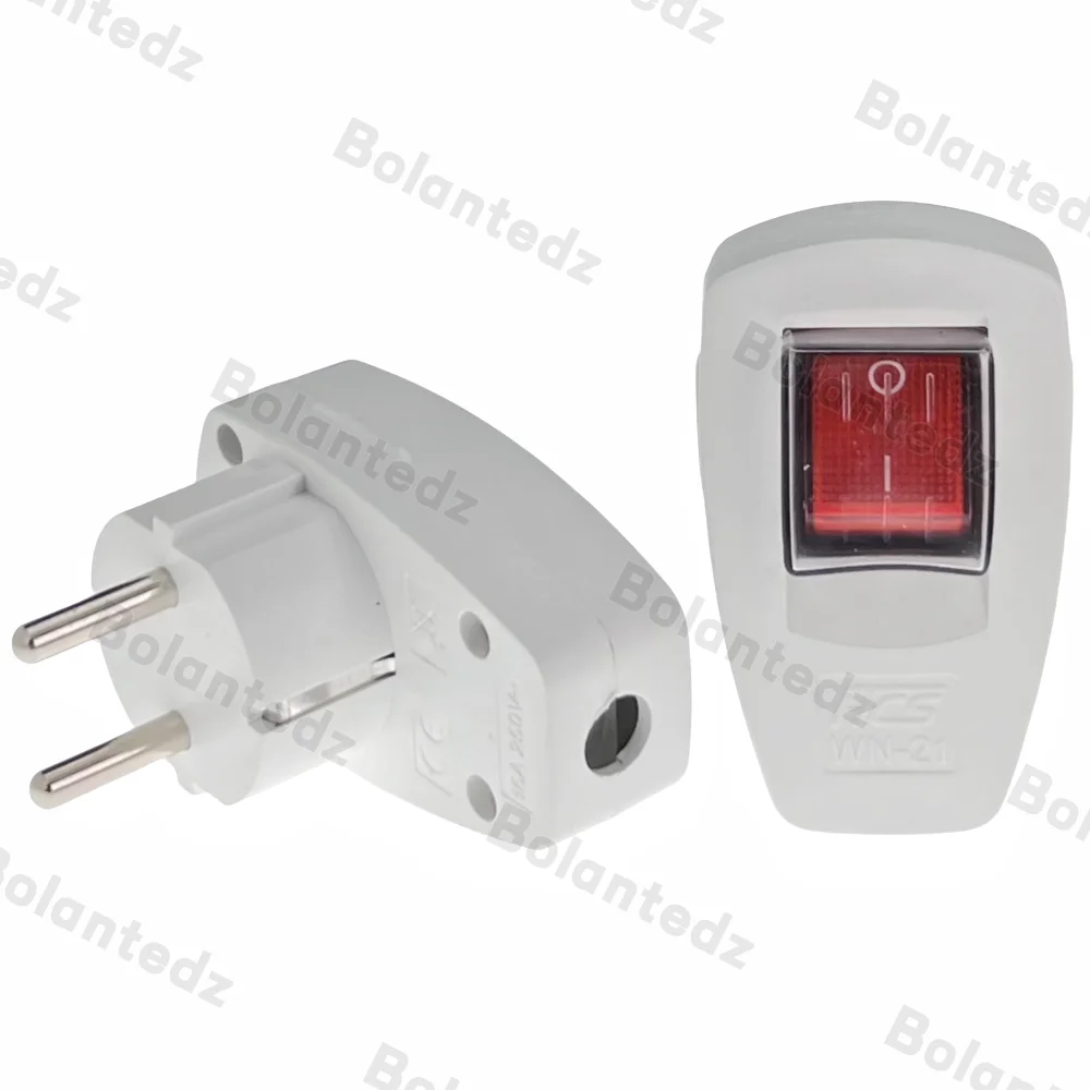 Waterproof Outdoors German Male Schuko Power Plug With Switch Replaceable Rewiring Plug Converter EU Adapter Socket Connector16A
