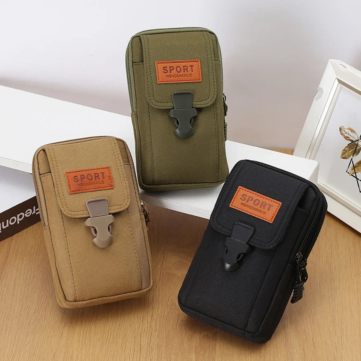 Tas Pinggang Vertikal, Tas Ponsel Kantong Sabuk Pria untuk Pria Tas Sarung Ponsel Paket Molle, Tas Penyimpanan Sabuk Tugas Taktis Kecil