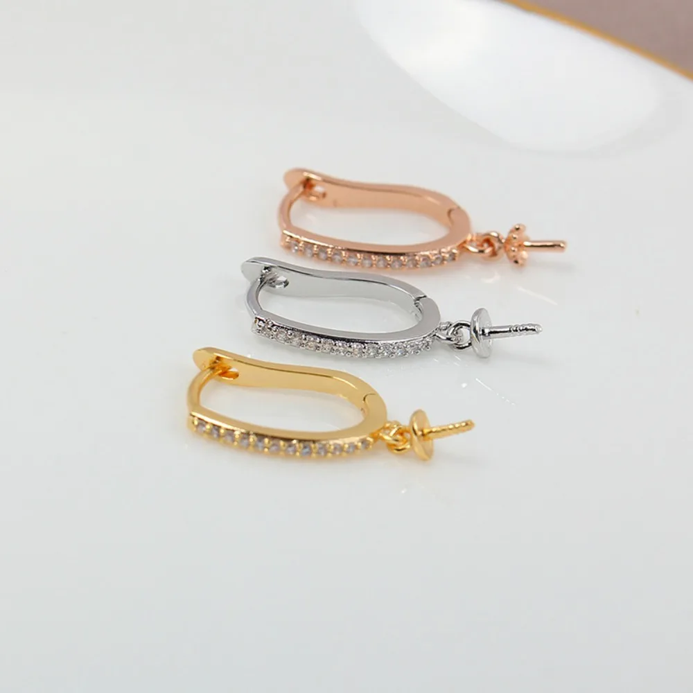 

10PCS S925 Sterling Silver Needle 18K Gold Wrapped Plated Brass Earring Settings Diy Jewelry Pearl Earrings Accessories