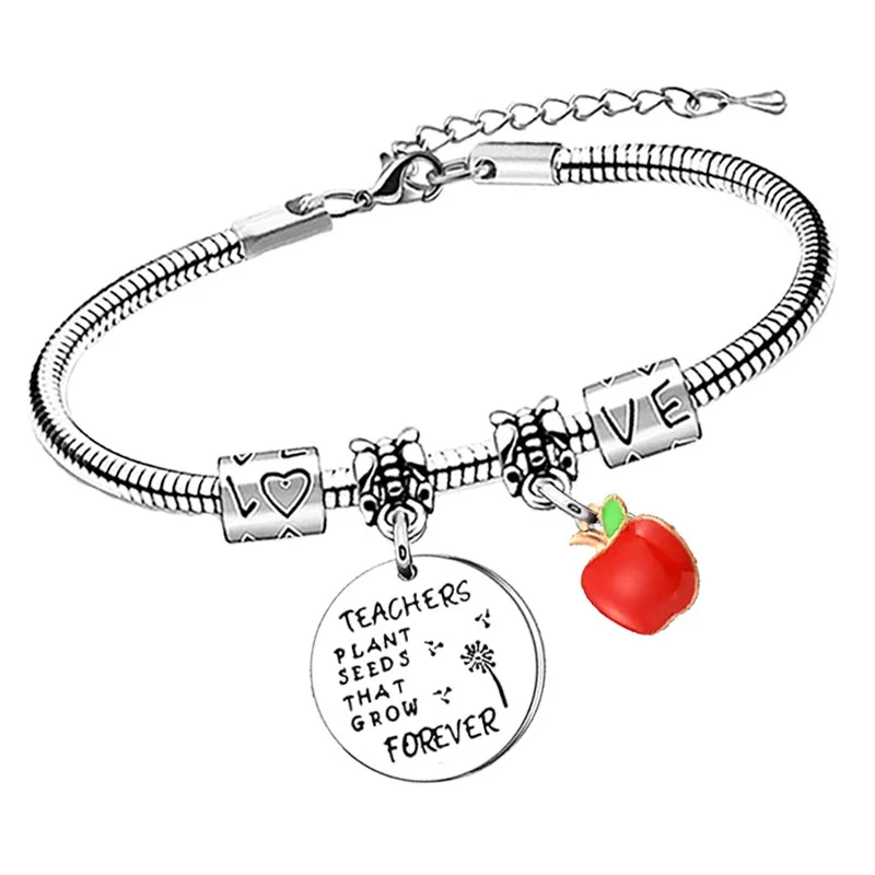 Teacher Appreciation Gifts Thank You Teacher Bracelet for Teahcers Day Opening Graduation Season Charm Jewellery