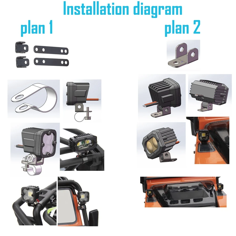 RC카 LED 라이트 헤드라이트 스포트라이트 (1/10 RC 크롤러 트랙사스 TRX4 TRX6 Axial SCX10 90046 레이스 RR10 레드캣 MST 용)