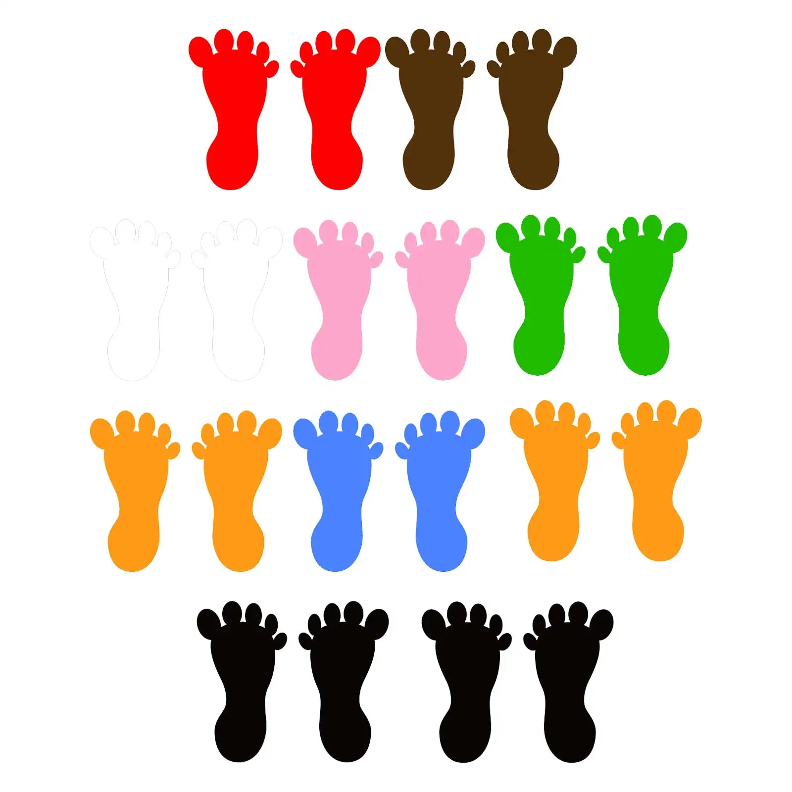 

10Pairs Footprint Stickers PVC Floor Decals Mixed Color Easy Install Removable Kindergarten Floor Decor Footprint Decals