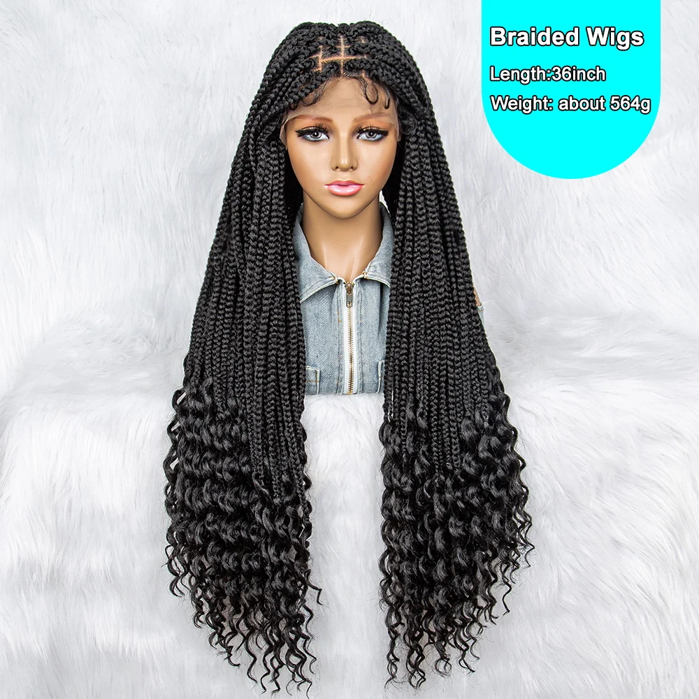 Synthetic Braided Wigs Synthetic Lace Front Wigs Knotless Cornrow Braids with Baby Hair Handmade Braided Wigs 36 inches