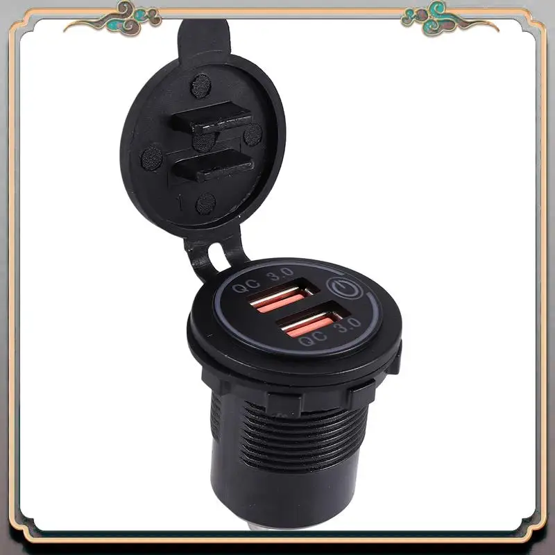 

Reliable-Quick Charge 3.0 Dual USB Car Charger 12V 36W USB Fast Charger With Switch For Boat Motorcycle Truck Golf Cart