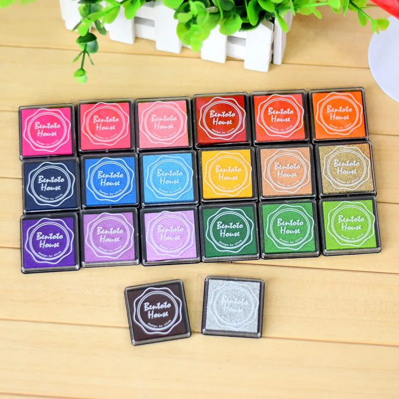 20PCS/Box 4x4cm Finger Painting Color Ink Pad Stationery School Supplies For DIY Decoration