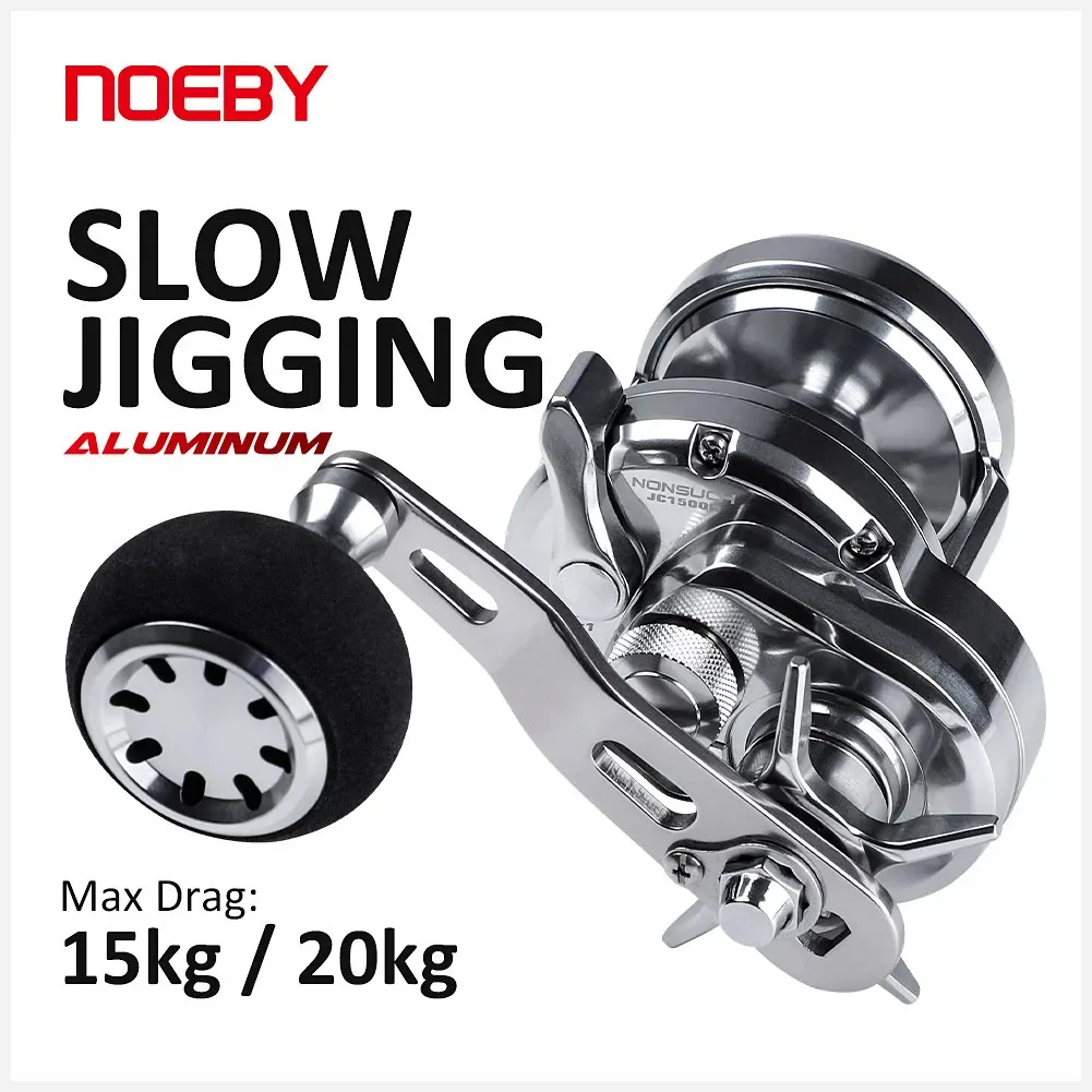 

Noeby Slow Jigging Trolling Fishing Reel 5.2:1 Max Drag15-20kg Boat Casting Drum Reel Saltwater Aluminum Alloy Sea Fishing Wheel