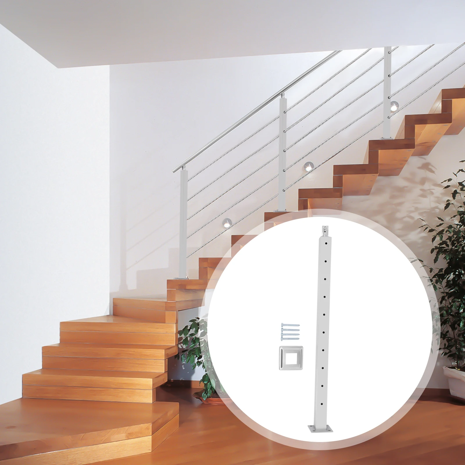 90CM Handrails, Stainless Steel Handrail Railing, Floor Mounted Handrail, Stair Rail Hand Rails for Outdoor Steps Silver