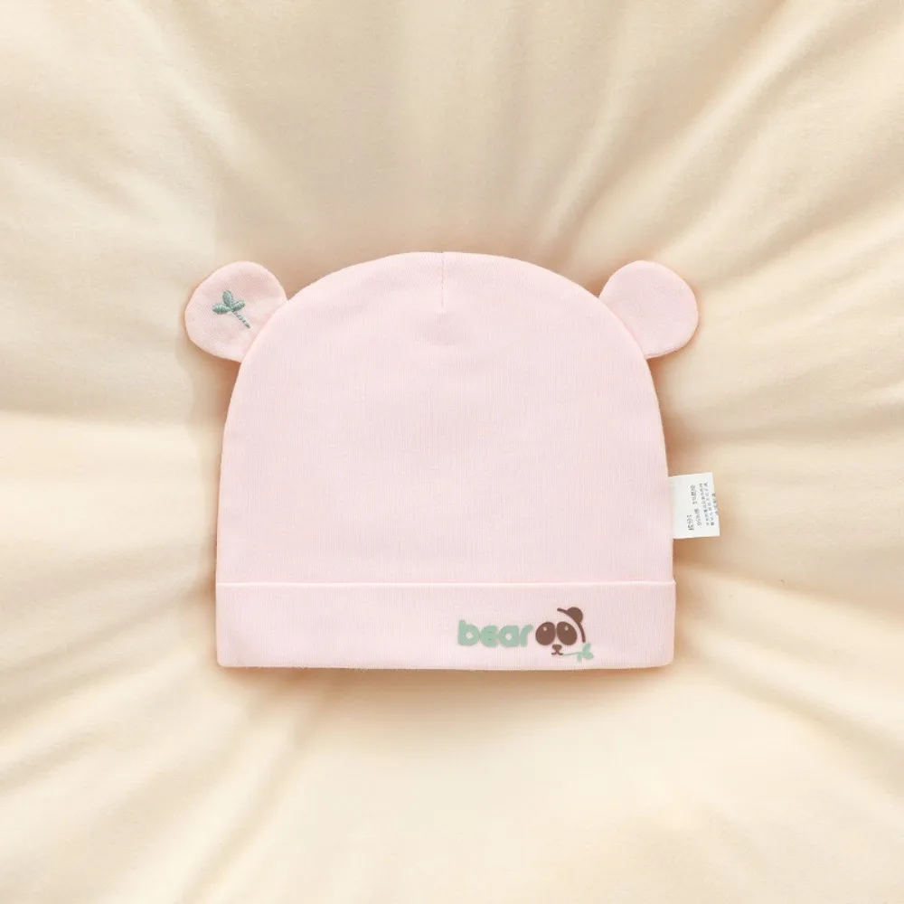 

Warm Print Boneless Muslin Hats Cartoon Bear 0-3 Months Baby Fetal Cap Soft Elastic Newborn Hats Spring
