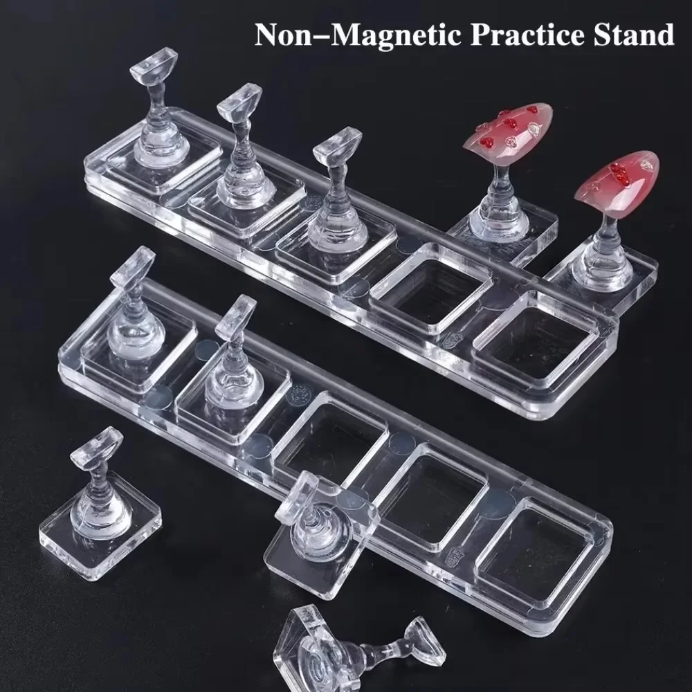 Clear Acrylic Nail Tip Display Stand Magnetic Nail Art Practice Holder Base False Nail Tips Showing Rack DIY Manicure Tool