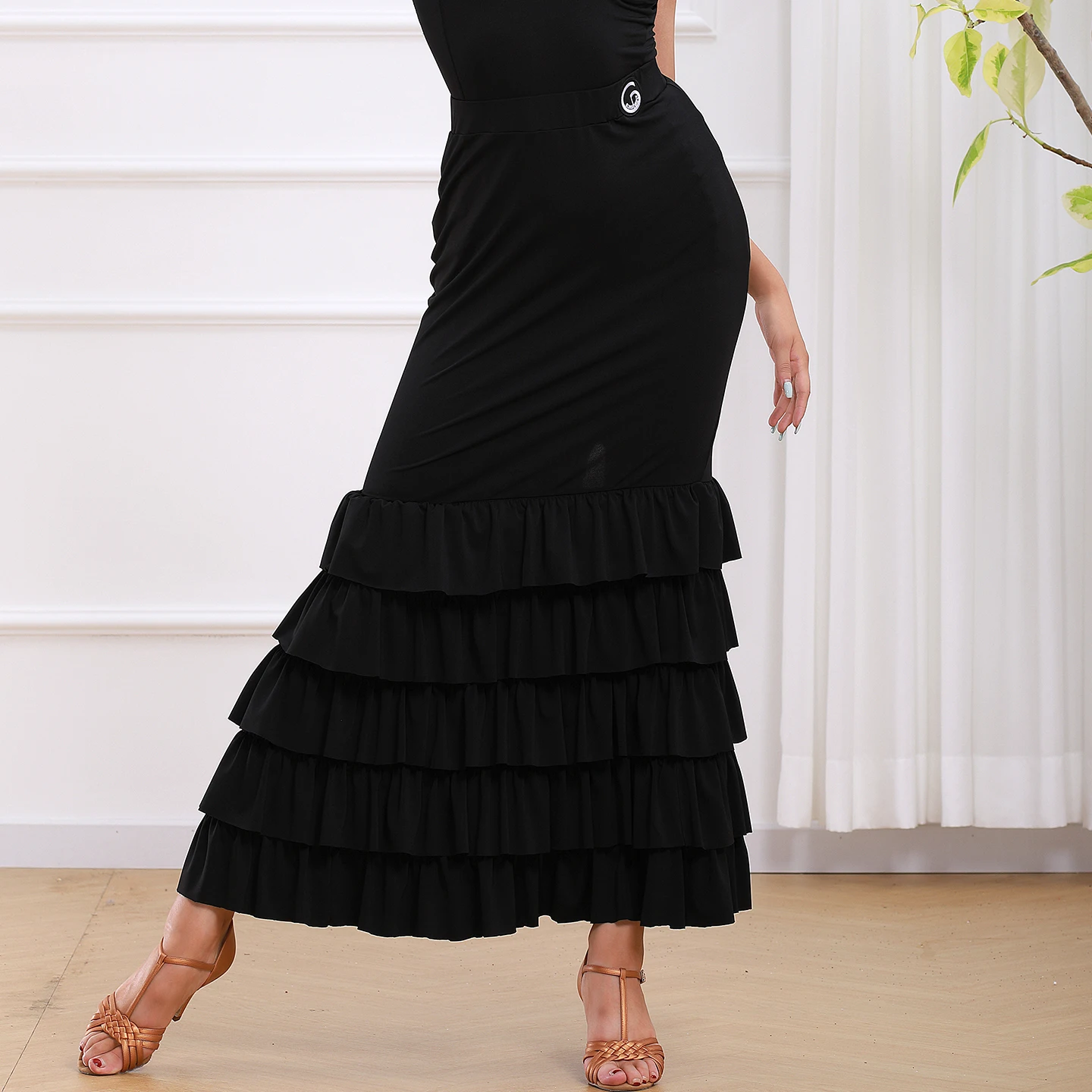 2026 Latin Dance Röcke Für Frauen Flamenco Multi Layered Rüschen Rand Split Langen Rock Samba Chacha Tango Latin Röcke XH3988