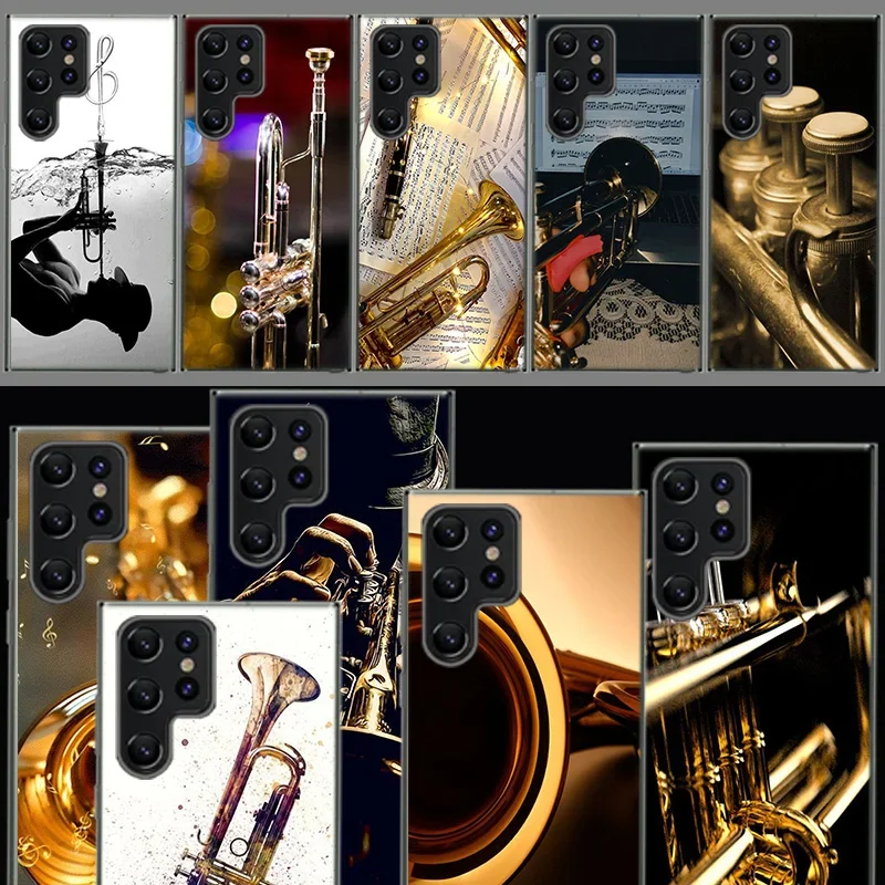 Brass Instruments Cover For Samsung Galaxy S21 S20 S23 FE S22 S24 Ultra Phone Case S10 S10E S8 S9 Plus S7 Edge Clear Coque Luxur