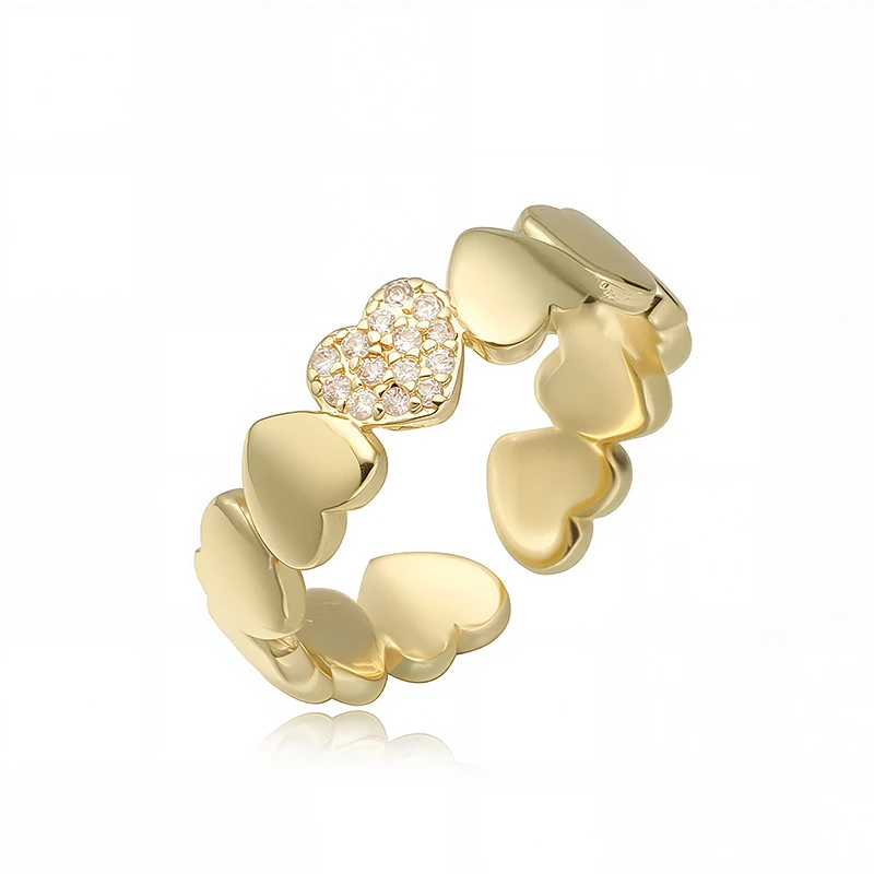 GANPUP Minimalistischer Herz-Liebesring mit Kubischem Zirkonia, Verstellbarer Offener Ring für Frauen, Trendiger Fingerring für den Alltag, Schmuckgeschenk кольцо – Detail 5