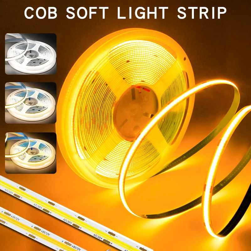 

COB LED strip light 12V 24V 10M 5M 3M 2M 1M 320/M high-density flexible tape 2700K 4500K 6000K kitchen decoration