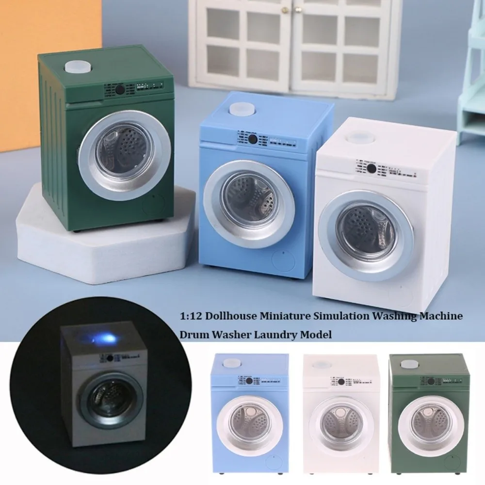HIgh Quality Mini Dollhouse Miniature Washing Machine 1:12 3 Colors Drum Washer Laundry Model Dollhouse Home Appliance For OB11