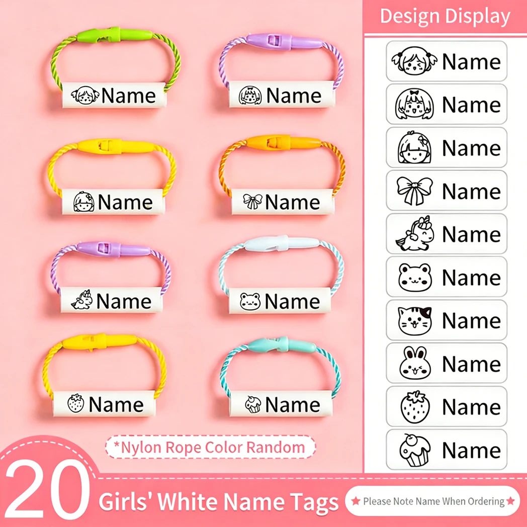 Personalisierte Namensanhänger für Babyschuhe, Schulranzen, Becher, Kleidung, wasserfest, mit Kordel, Namensring für Kinder, Namensetikett