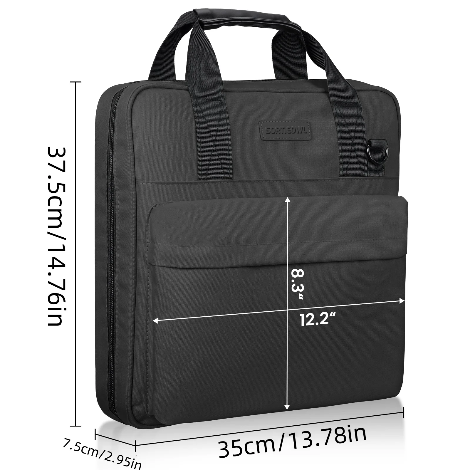 SortieOwl Raccoglitore con cerniera a 3 anelli da 2 pollici con tracolla e movimentazione - Raccoglitore scolastico multitasche, borsa per documenti