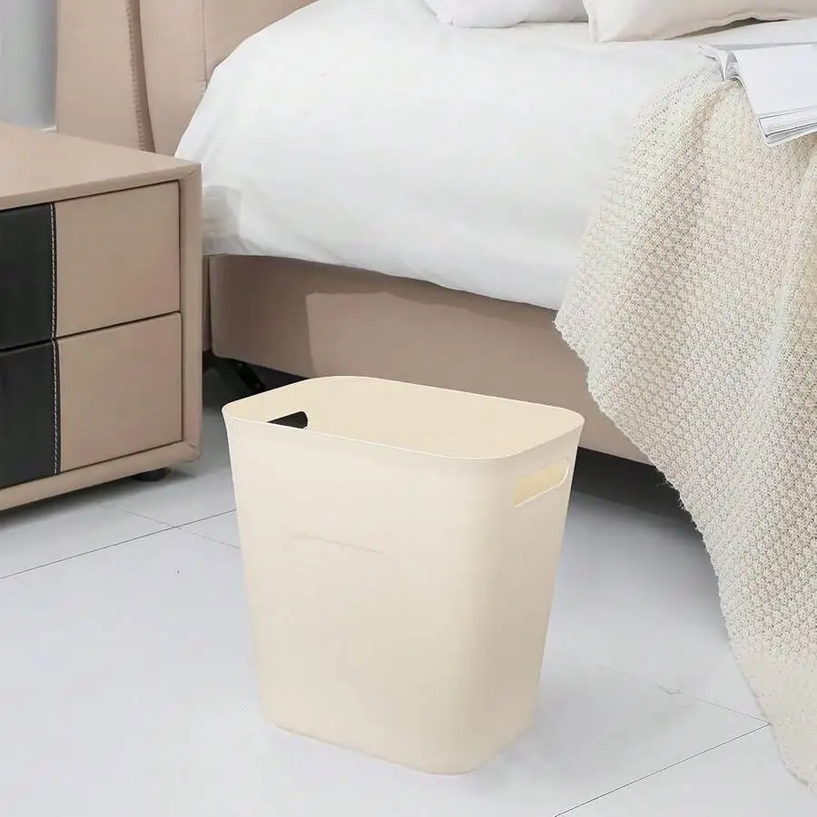

Plastic Small Trash Can Wastebasket For Bathroom Kitchen Office Dorm 3.5 Gallon Beige