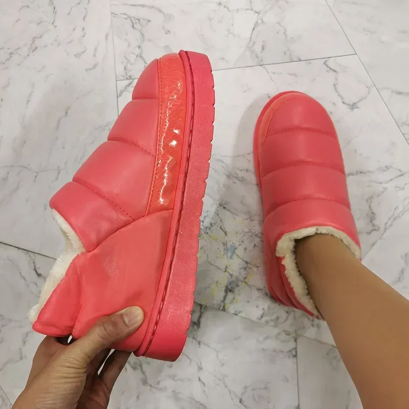 New Women Outside Ankle Boots Keep Warm Furry Waterproof Winter Thick Cotton Fabric Soft Female Shoes Couples Footwear