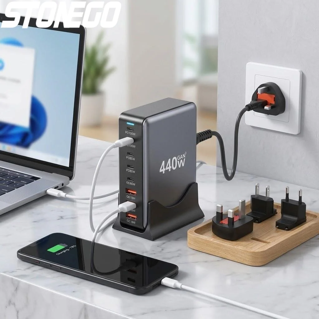 440w-usb-c充電器-8ポート充電ステーション-100wデュアルpd急速充電器-macbook-pro-air、ipad、iphone-16-15-14-13-pro-max対応