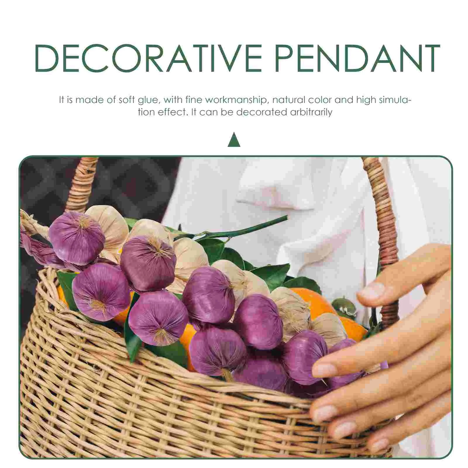 Simulated Garlic Skewers Hanging Farmhouse Decorations Photography Props Model (white + Purple) 2pcs/pack Wall Pendants Home