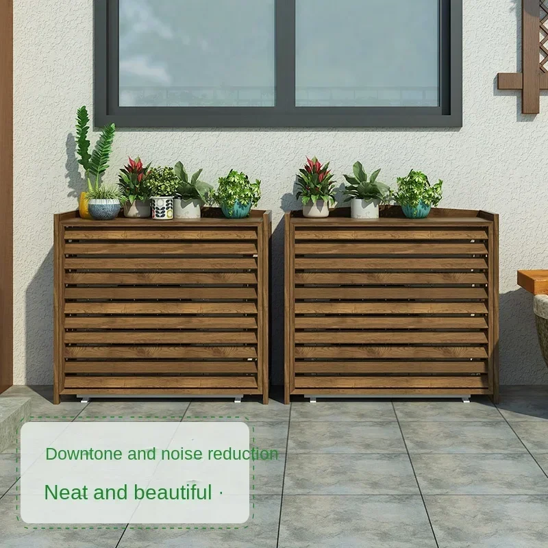 Air Conditioning External Unit Rack Balcony Flower Stand with Hanging Vines,Outdoor Garden Plant Shelf, Functional Garden Stand.