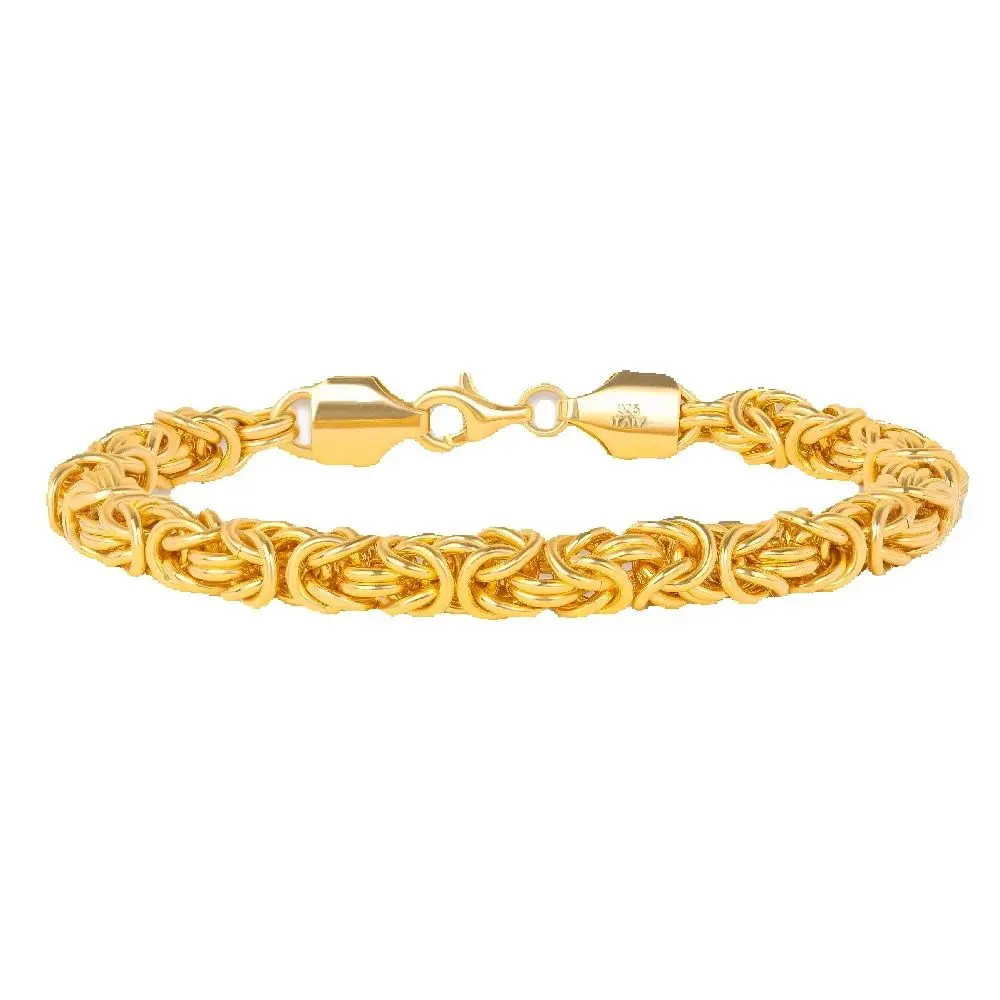 

18K Gold Plated 8 Inches Braided Bracelet for Women Men 925 Sterling Silver Fashion Charm Couple Gift Jewelry Accessories