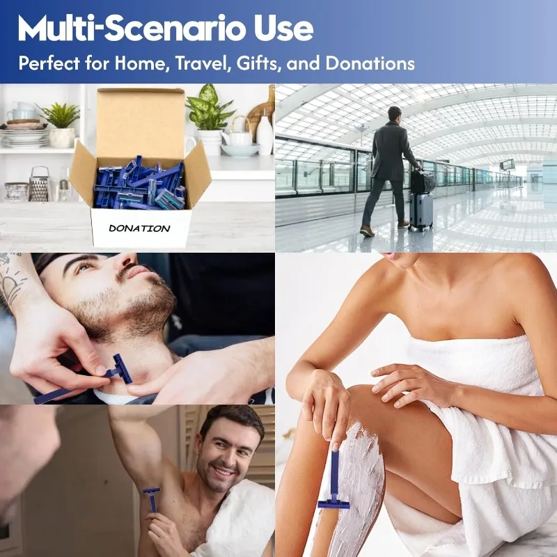 Twin Blade Disposable Razors for Men & Women – 60 Pack Bulk Stainless Steel Shavers with Lubricating Strip & Safety Cap