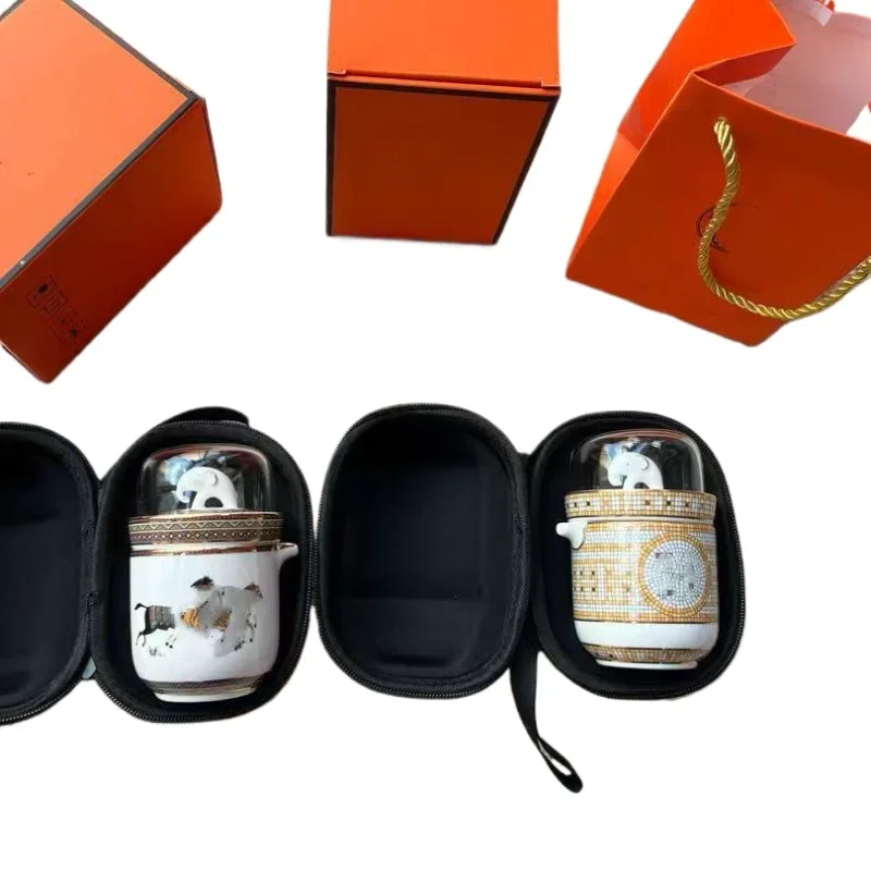 Bone china travel tea set portable storage bag outdoor teapot teacup