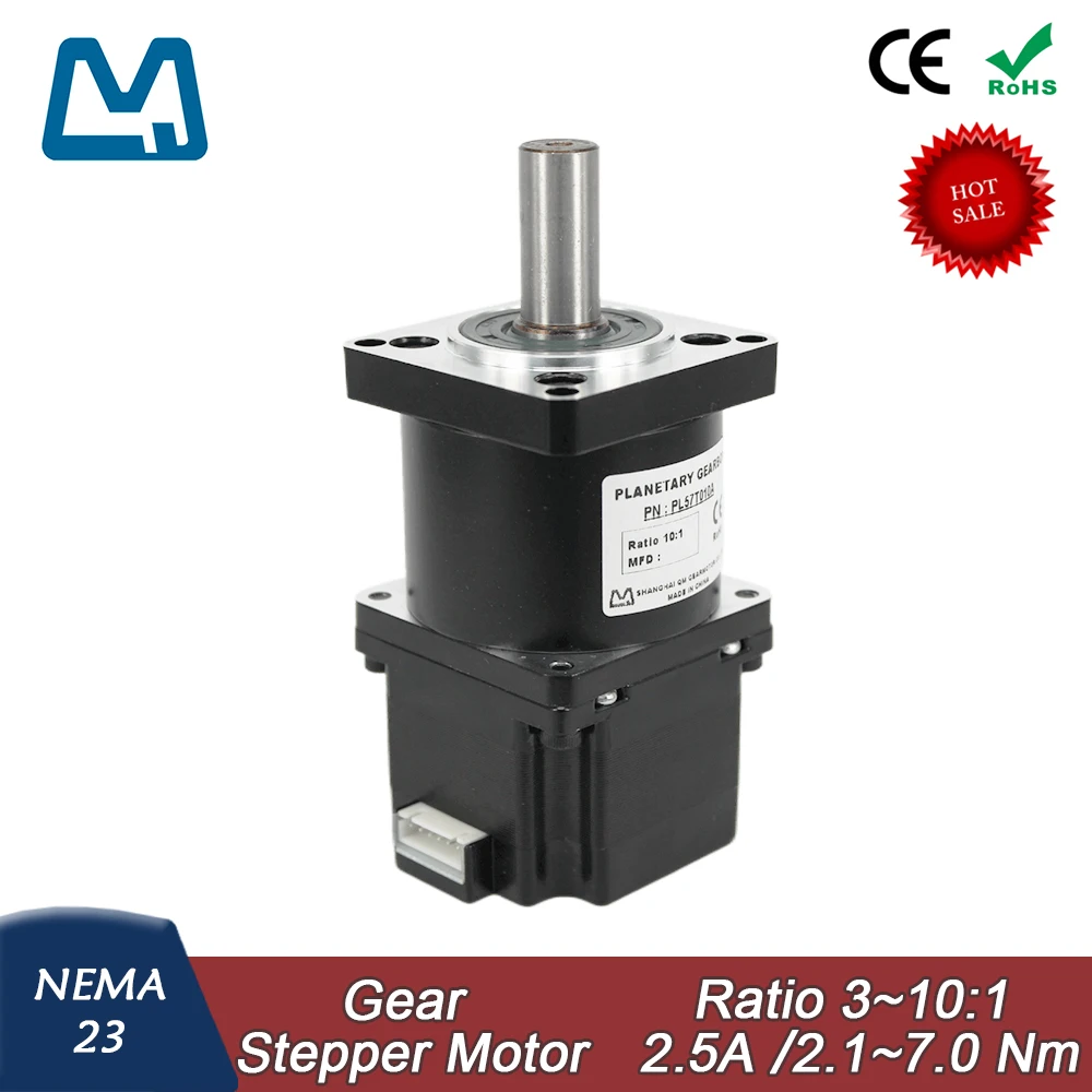 

Nema23 Planetary Gearbox Ratio 10:1 Keyway Shaft 57 Stepper Motor 42mm Body Lenght 2.5A 0.7Nm